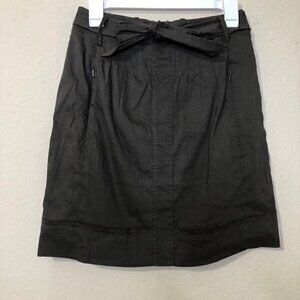 Elie Tahari Skirt Brown Linen Tie Waist Trendy